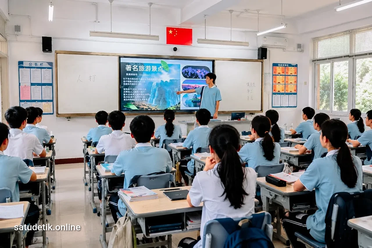 Dari Kelas di China, Pelajar Lumajang Perkenalkan Megahnya Tumpak Sewu