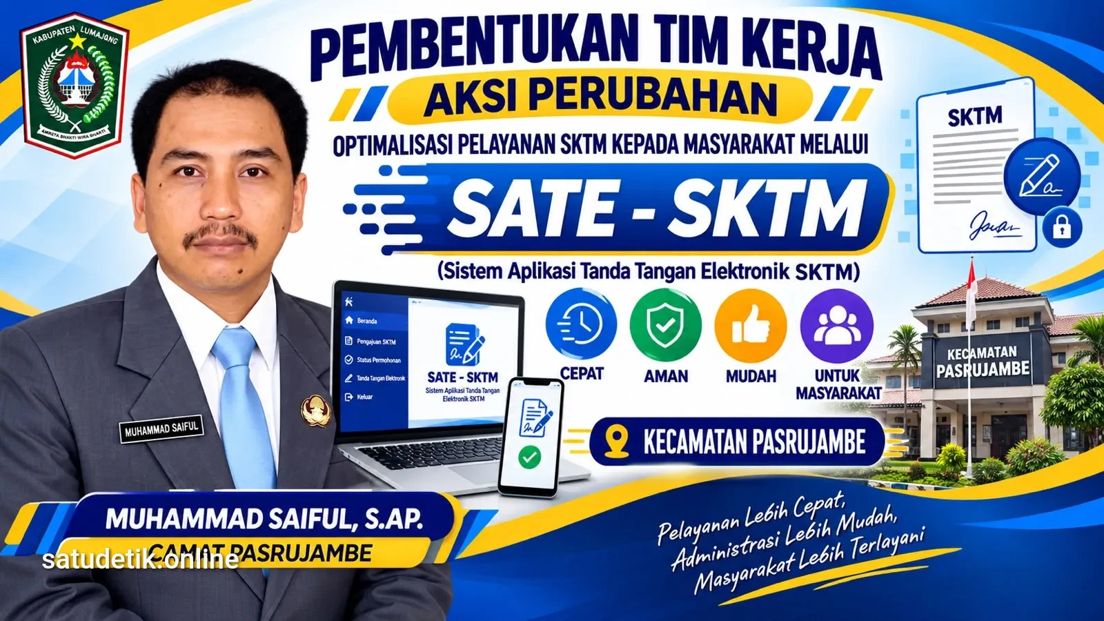 Pasrujambe Hadirkan SATE–SKTM, Camat Muhammad Saiful Dorong Pelayanan Publik Lebih Cepat