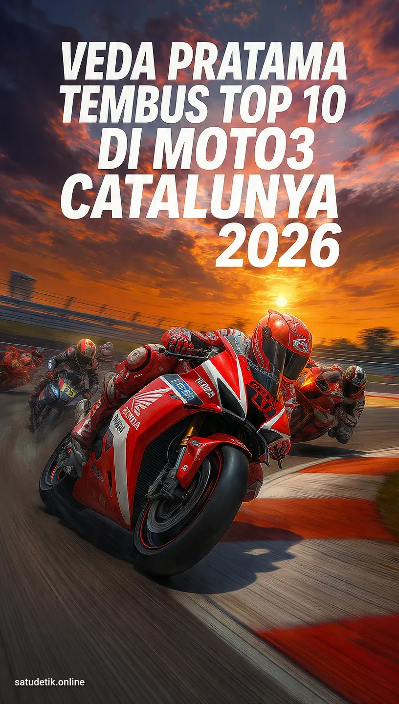 Veda Pratama Tembus Top 10 di Moto3 Catalunya 2026, Finis P8 dari Start P20