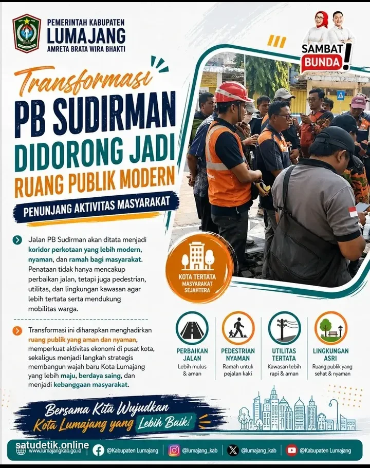 PB Sudirman Lumajang Ditransformasi Jadi Koridor Modern, Trotoar Lebar 3 Meter