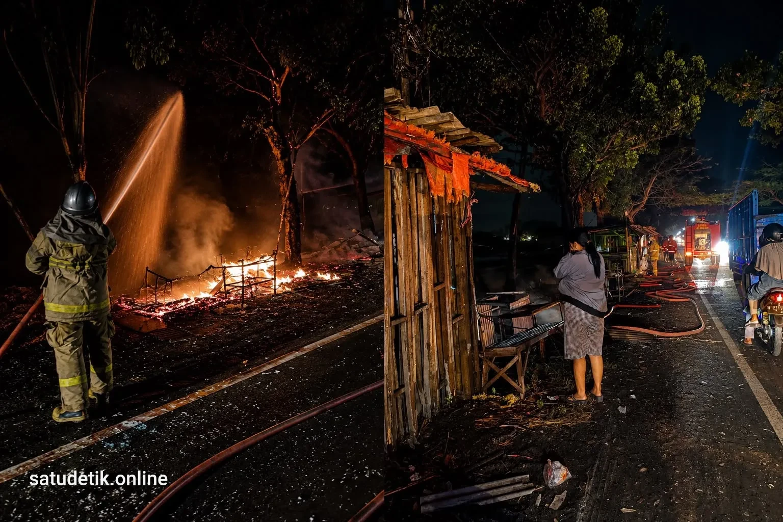 Warung di Labruk Kidul Lumajang Ludes Terbakar, Api Berkobar dalam Hitungan Menit